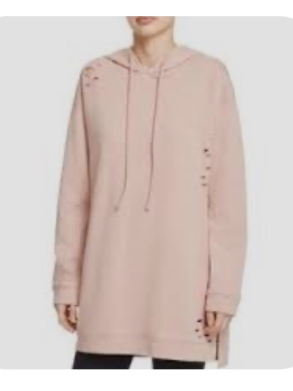 Lord & Taylor Design Lab Blush Pink Distressed Oversized Sweatshirt Size S